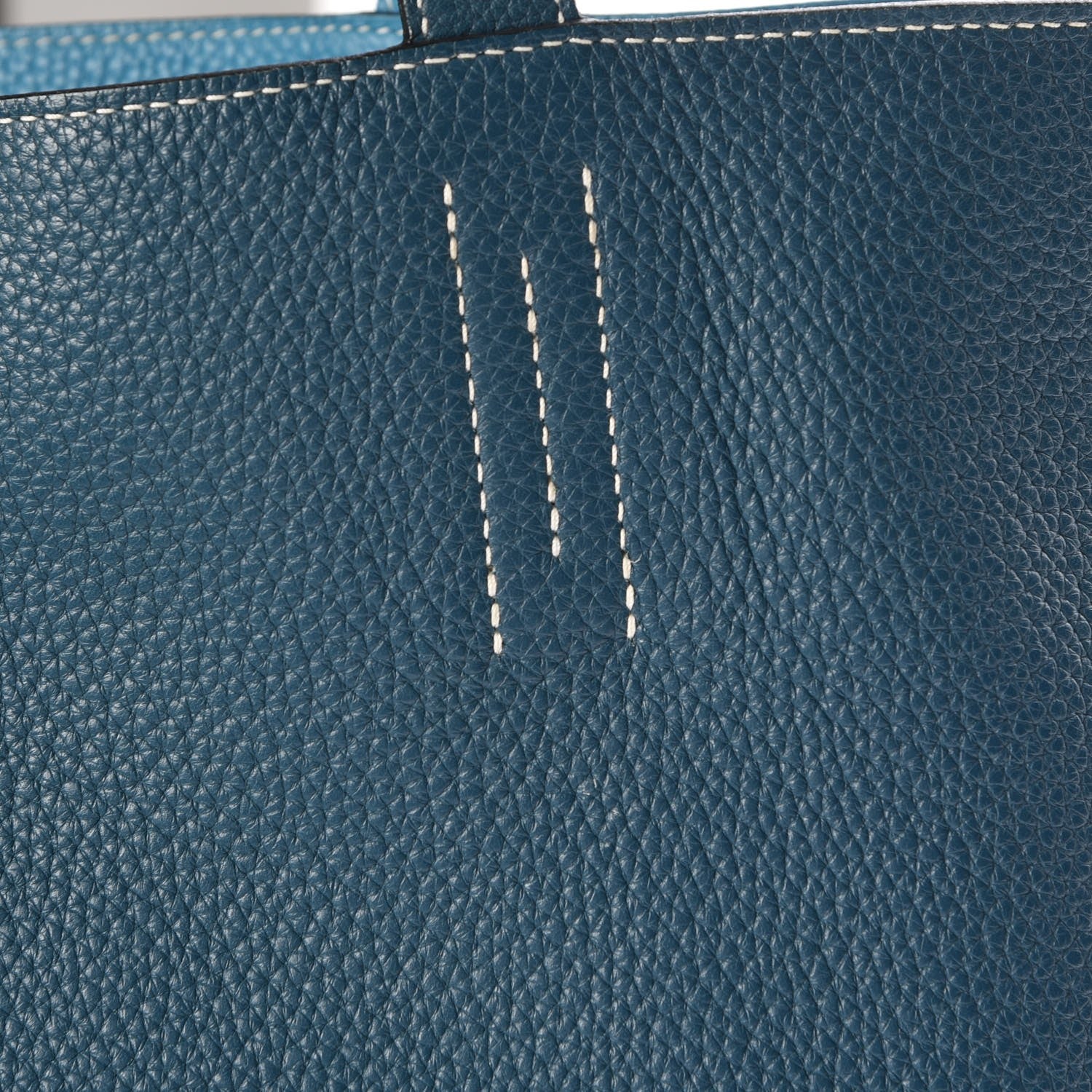 Hermes Taurillon Clemence Double Sens 36 Reversible Tote Turquoise Mallard 12 of 13