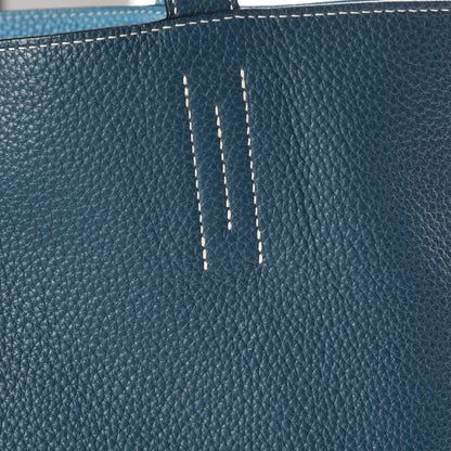 Hermes Taurillon Clemence Double Sens 36 Reversible Tote Turquoise Mallard 12 of 13