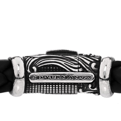 David Yurman Sterling Silver Leather Woven Waves Bracelet Black 4 of 4