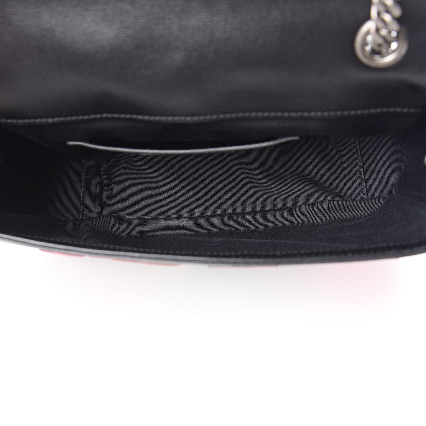 Calfskin Medium Heart Patchwork Monogram Chain Wallet Black