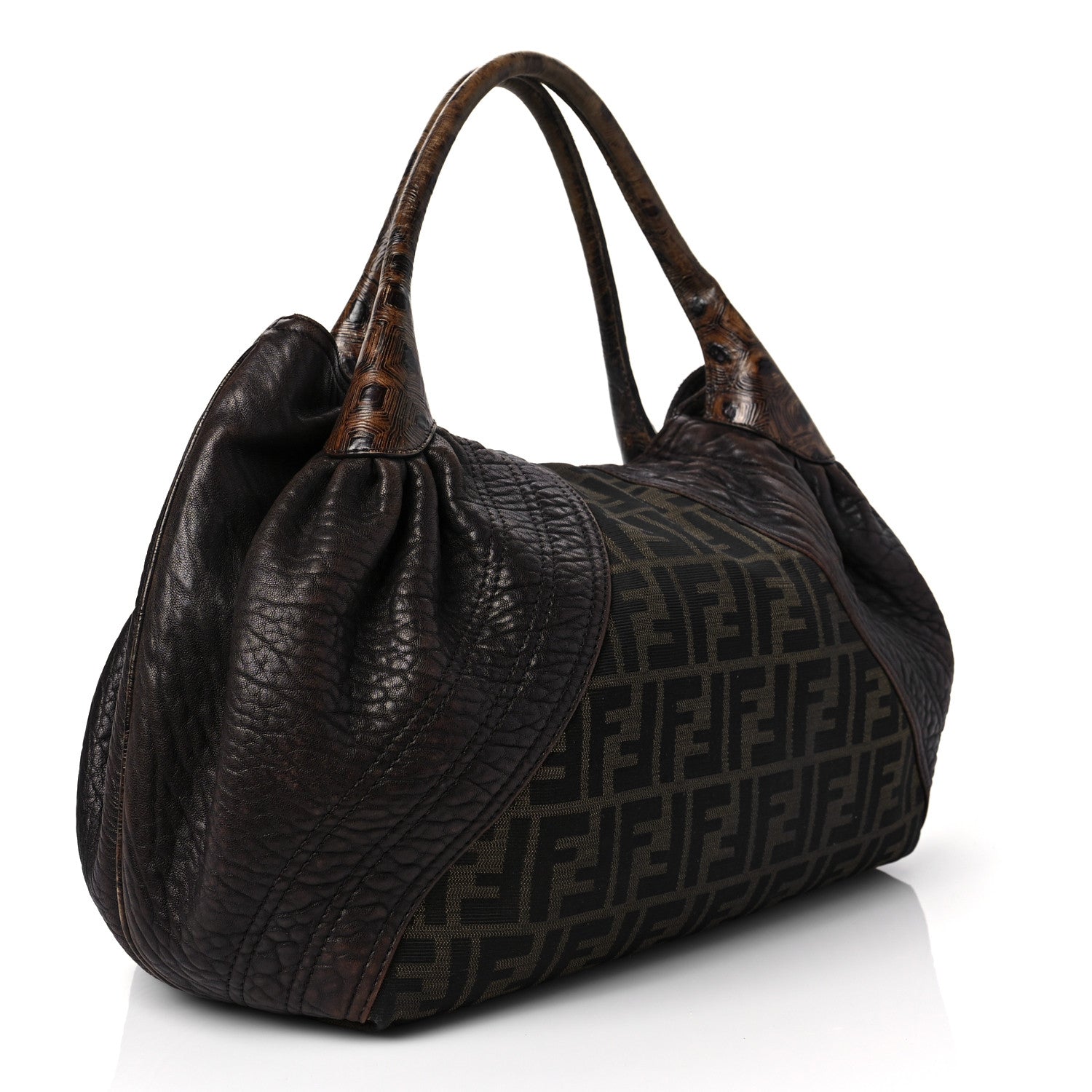 Fendi Zucca Nappa Nuvolata Vitello Tortuga Spy Tobacco Moro 3 of 7
