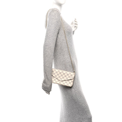 Louis Vuitton Damier Azur Pochette Felicie Chain Wallet Rose Ballerine 2 of 13