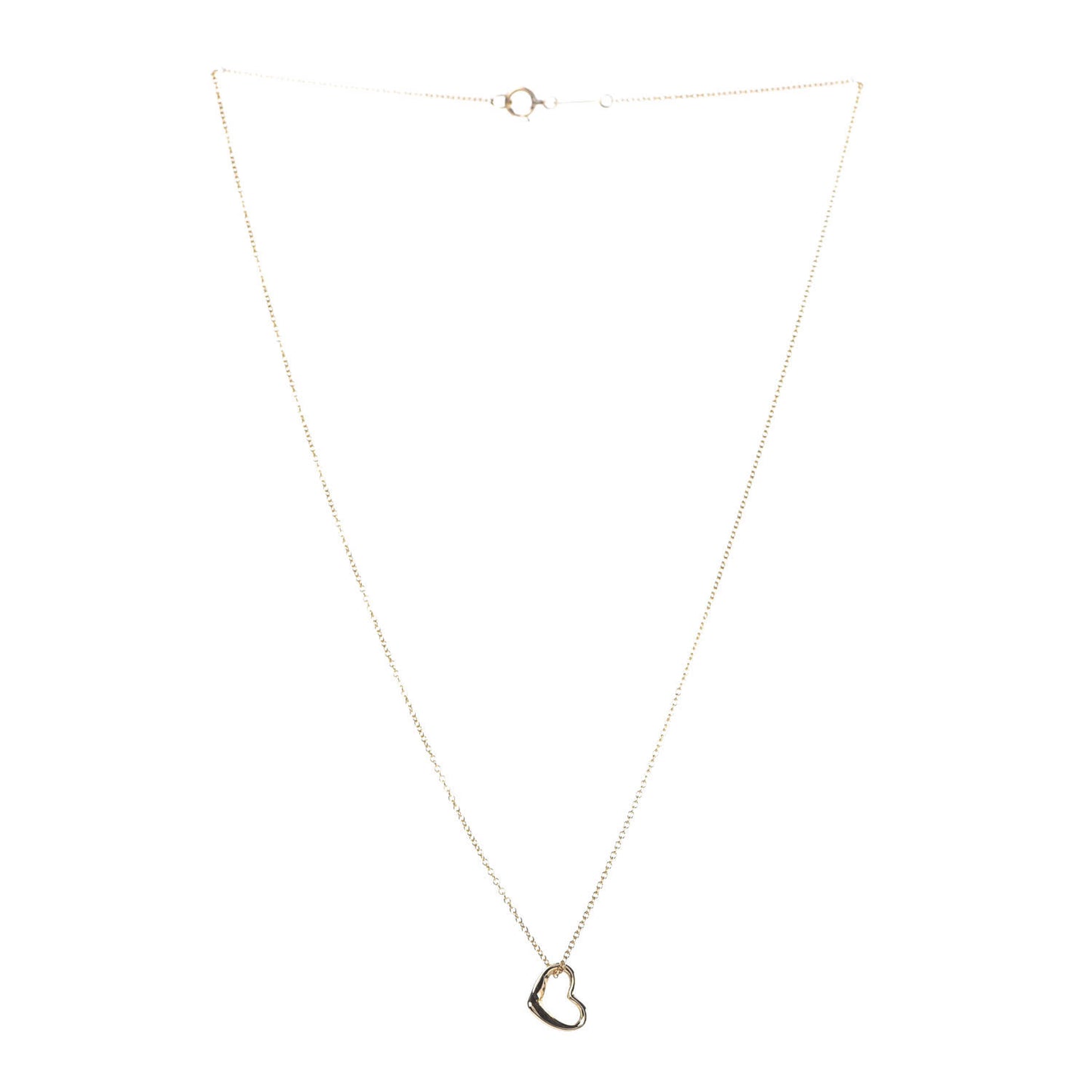 18K Yellow Gold 11mm Elsa Peretti Open Heart Pendant Necklace