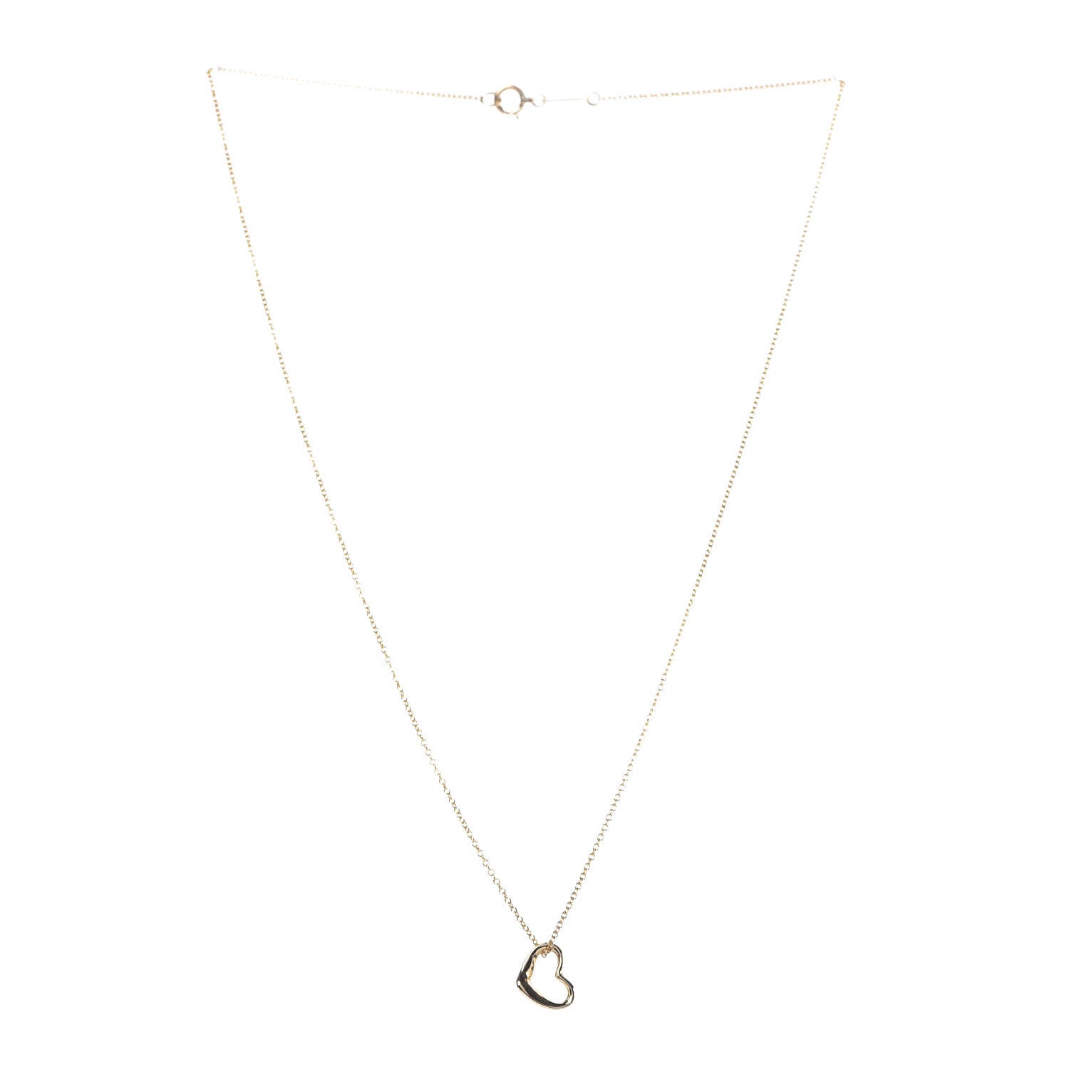 Tiffany 18K Yellow Gold 11mm Elsa Peretti Open Heart Pendant Necklace 3 of 8