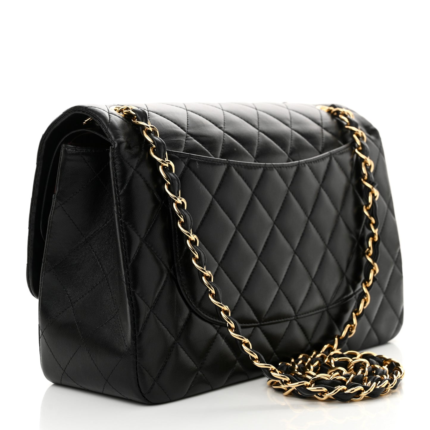 Lambskin Quilted Jumbo Double Flap Black