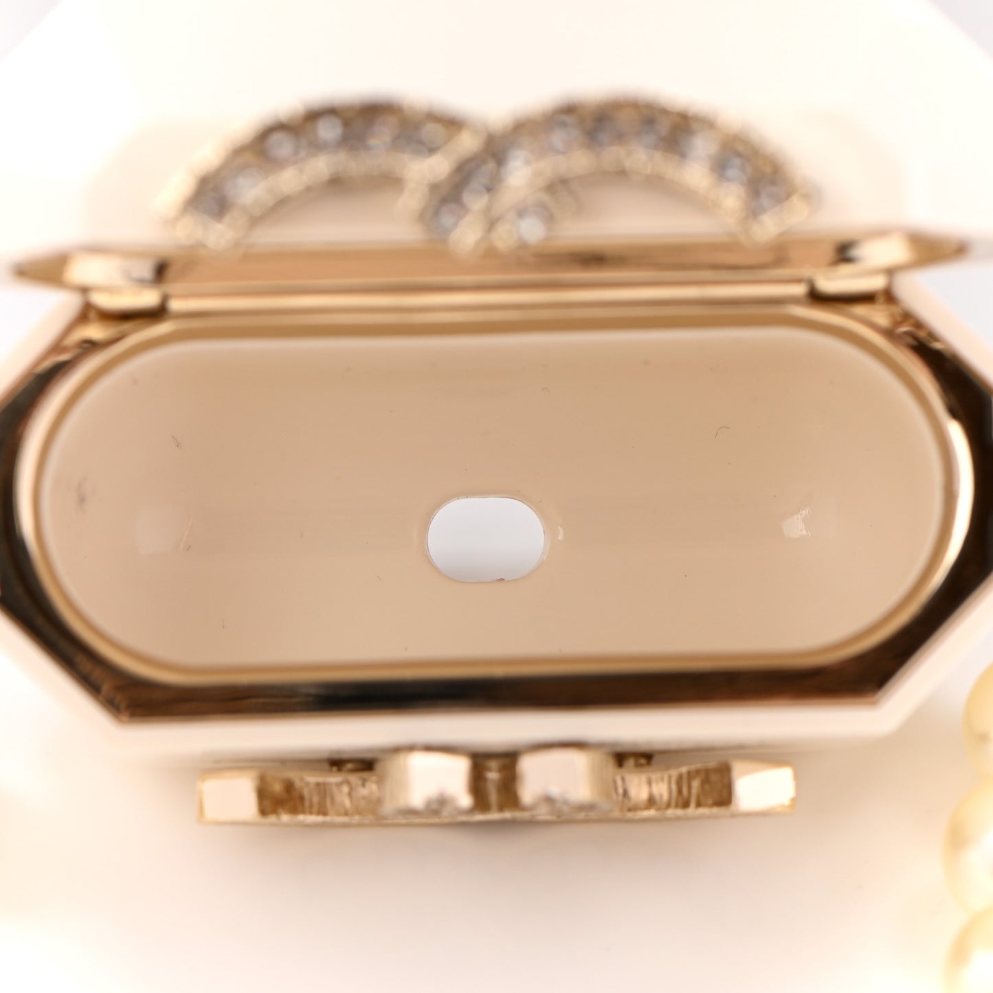 Resin Crystal Pearl Airpod Pro Case Necklace Gold White Pearly Black