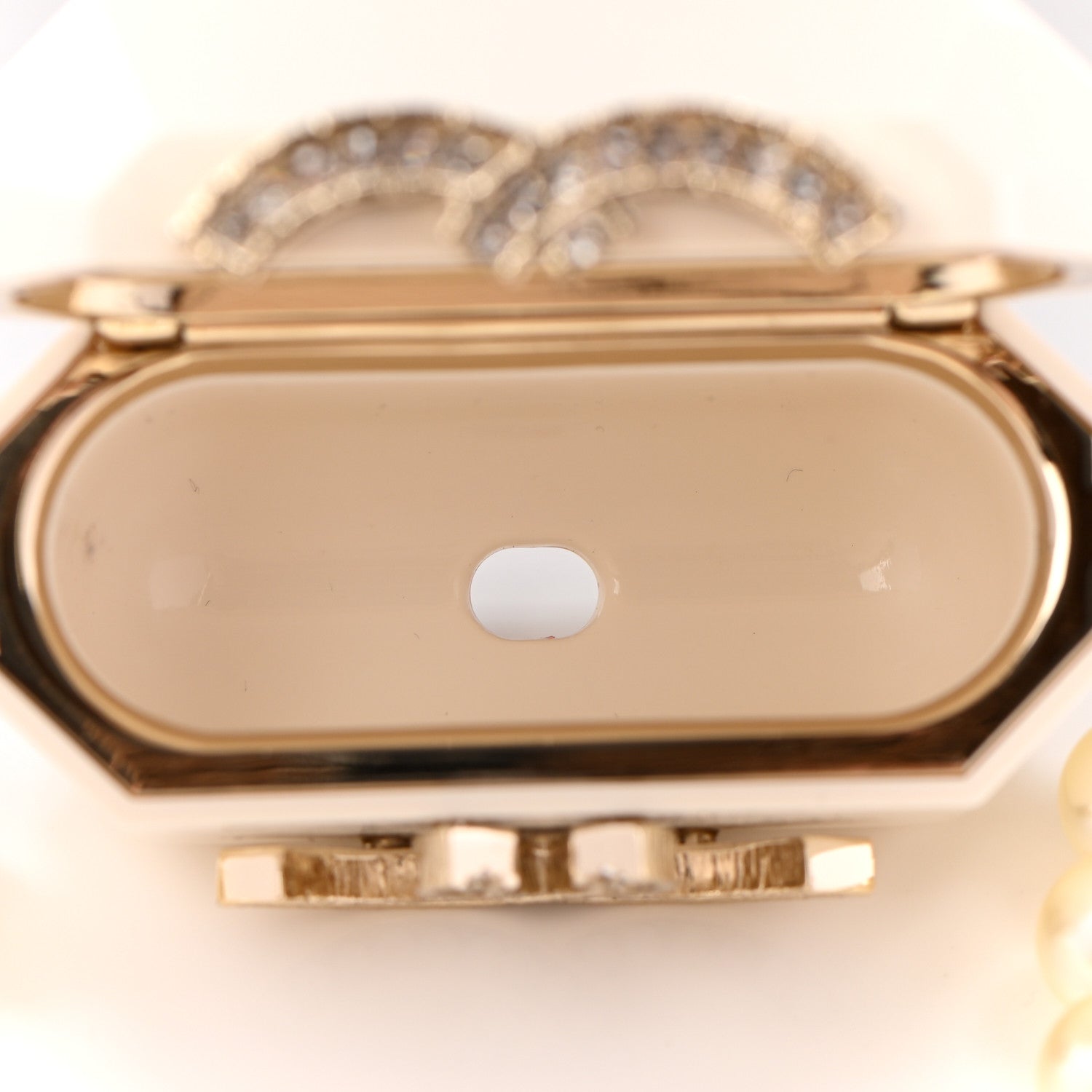 Chanel Resin Crystal Pearl Airpod Pro Case Necklace Gold White Pearly Black 6 of 7