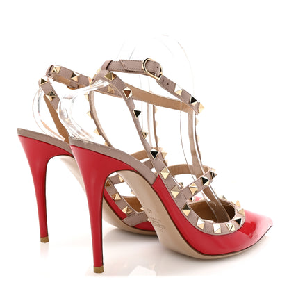 Valentino Garavani Patent Nappa Rockstud Ankle Strap 100mm Pumps 40 Rouge Pur Poudre 5 of 8