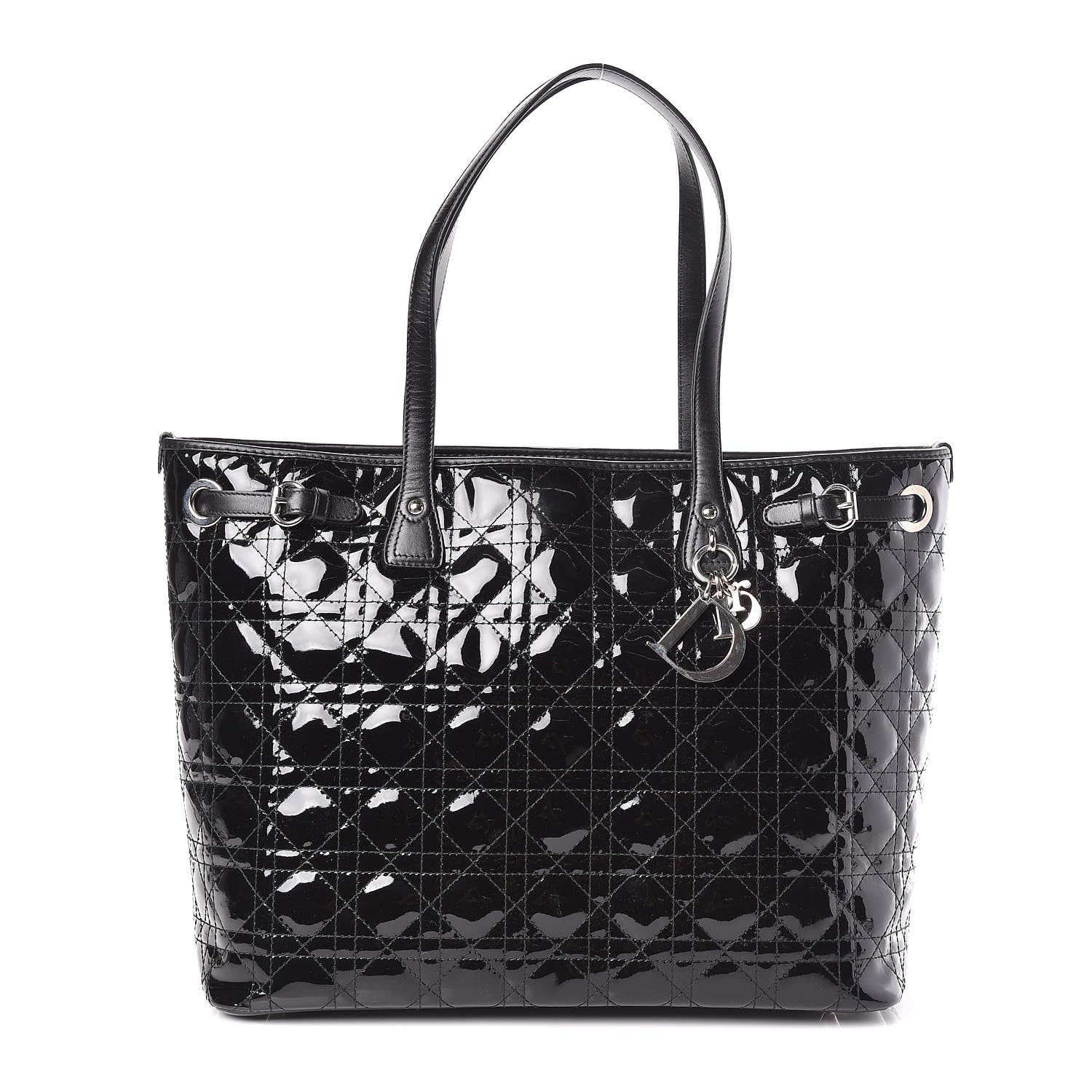 Christian Dior Patent Cannage Medium Panarea Tote Black 1 of 9