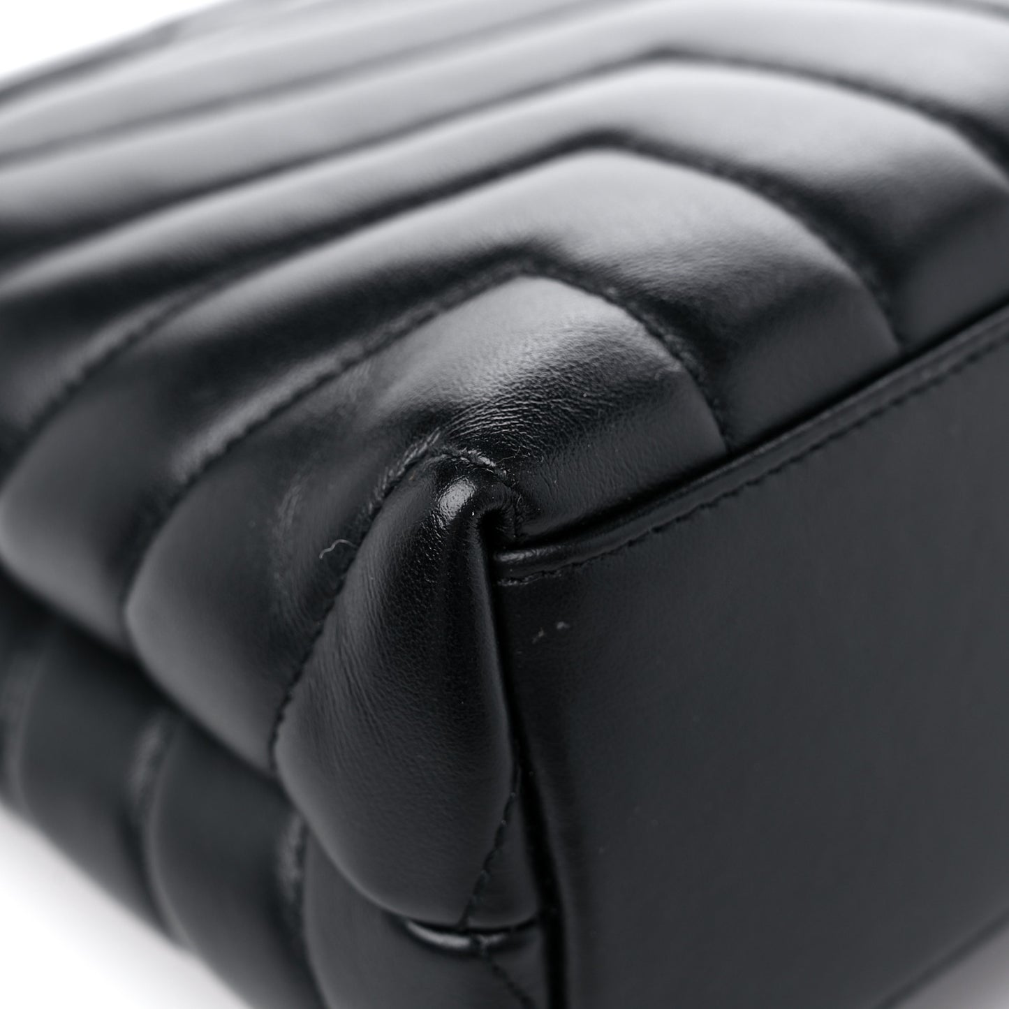 Calfskin Y Quilted Monogram Monochrome Small Loulou Chain Satchel Black