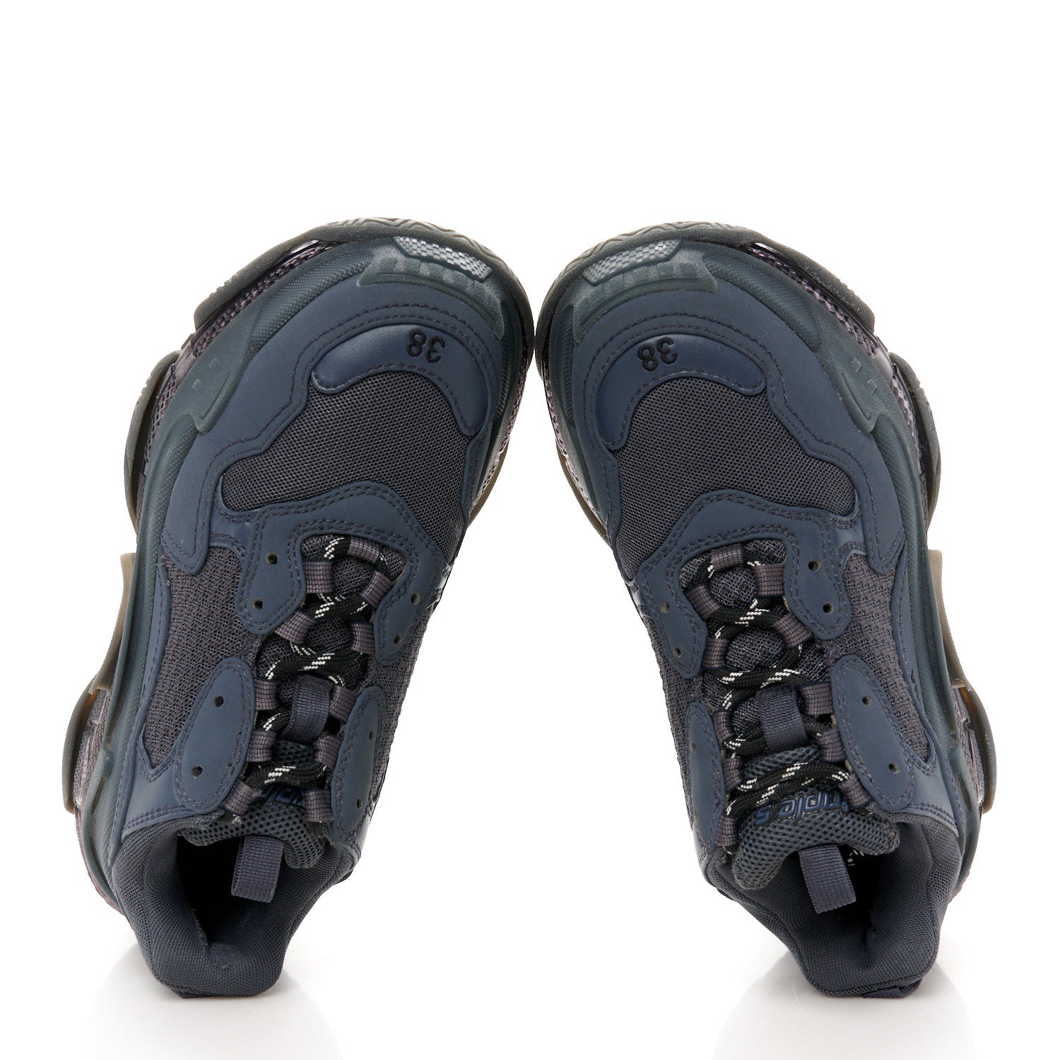 Balenciaga Fabric Mesh Clear Sole Womens Triple S Sneakers 38 Ombre Blue 2 of 9