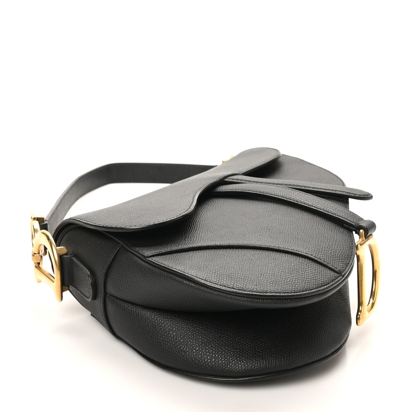 Grained Calfskin Saddle Bag Black