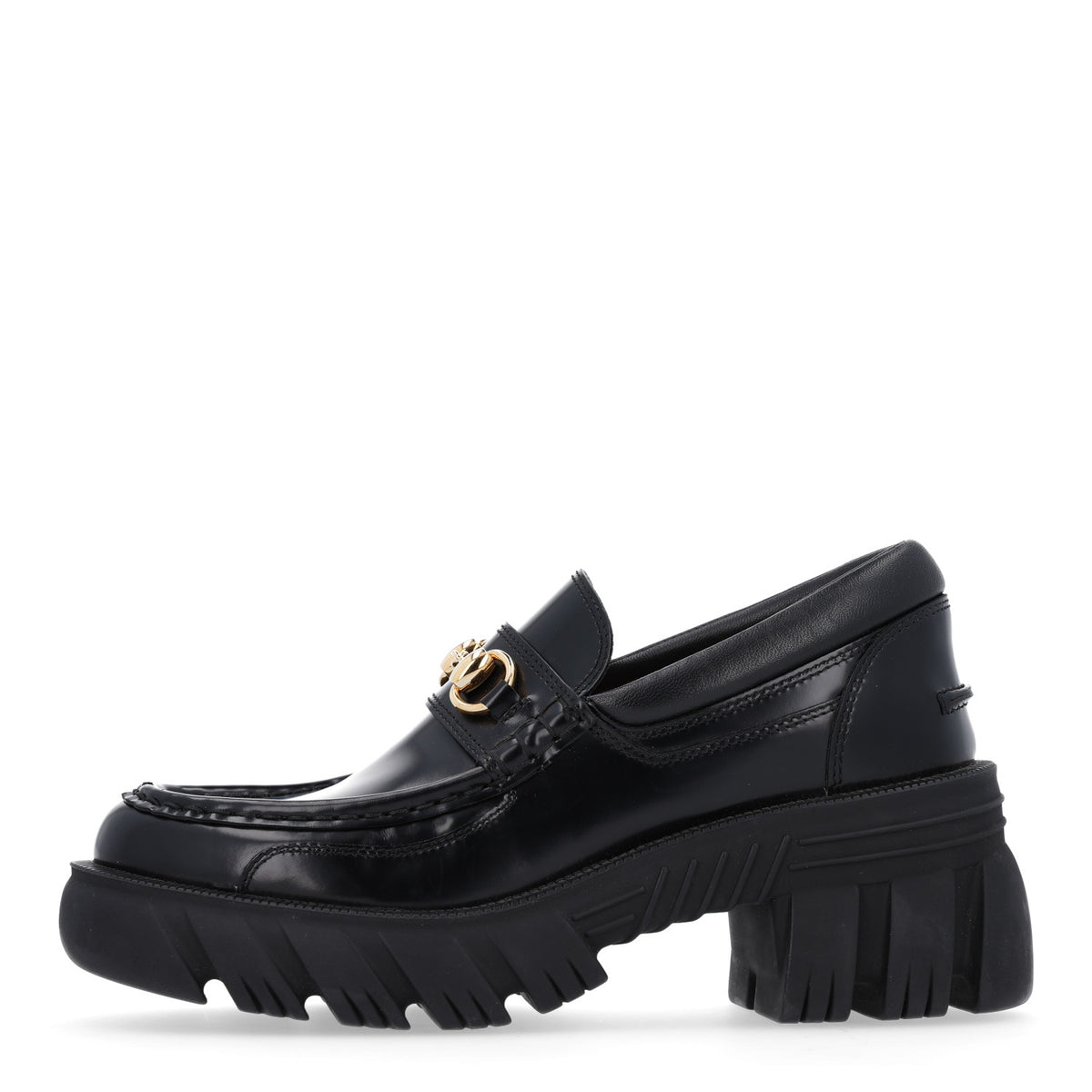 Gucci Magnum Calfskin Nappa Samoa Womens Horsebit Platform Chunky Lug Sole 40mm Loafers 37 Black 1 of 10