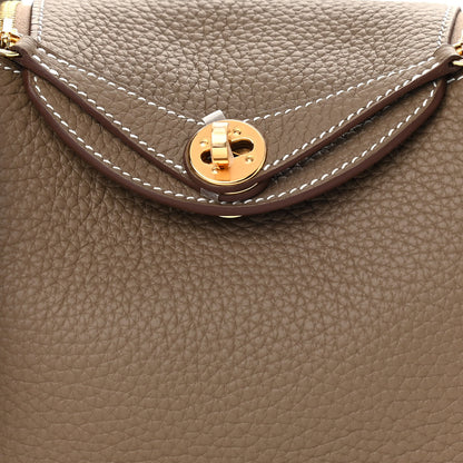 Hermes Taurillon Clemence Mini Lindy 20 Etoupe 8 of 10