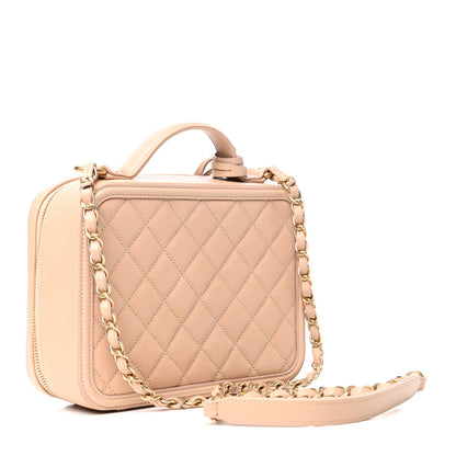 Chanel Caviar Quilted Medium CC Filigree Vanity Case Beige 3 of 10