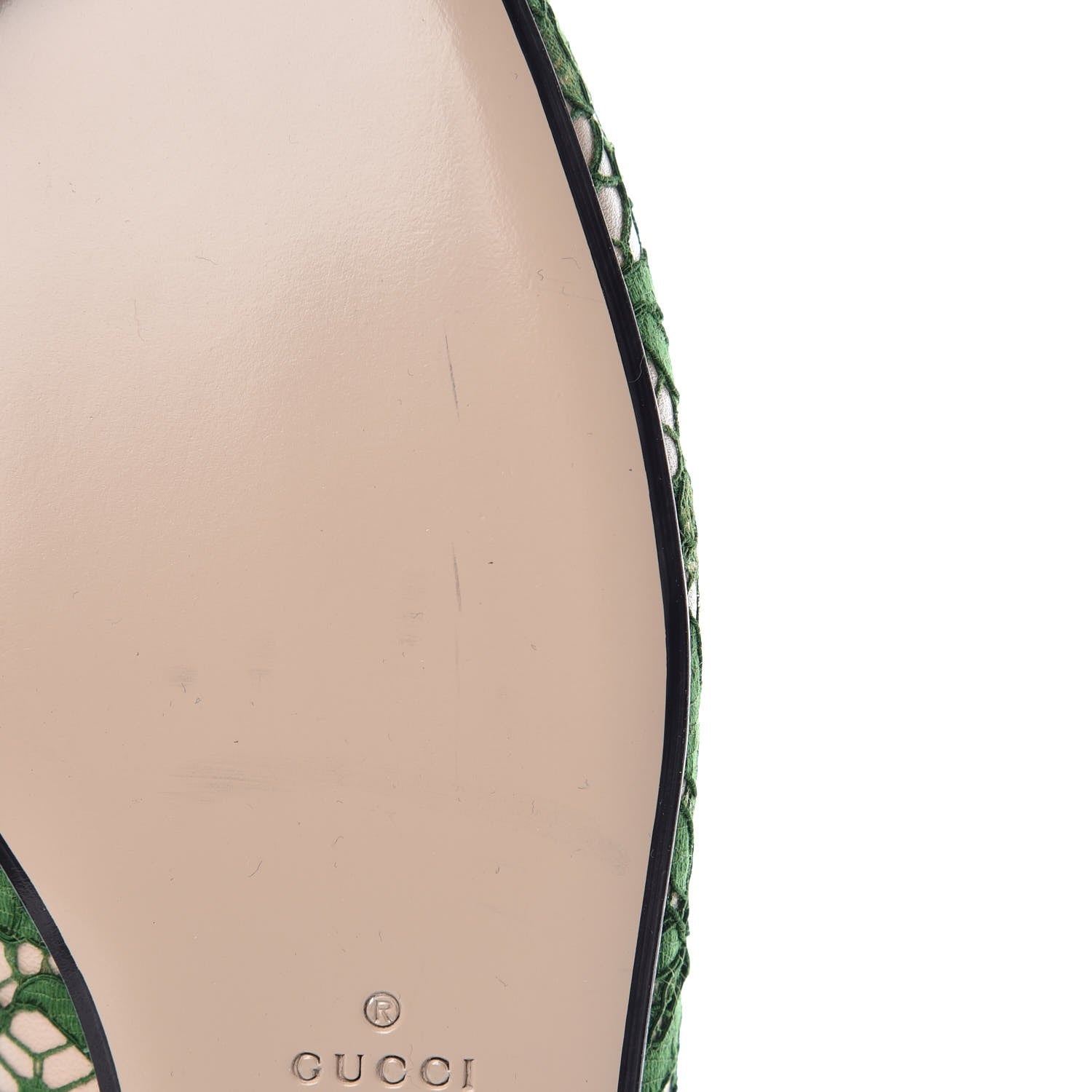 Gucci Lace Malaga Kid Womens Princetown Slippers 38 Green Grass Skin Rose 10 of 10