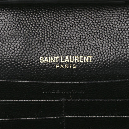Saint Laurent Grain De Poudre Matelasse Chevron Monogram Chain Wallet Black 6 of 13
