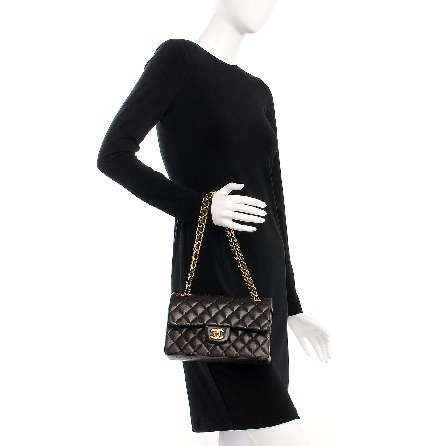 Lambskin Quilted Small Double Flap Black