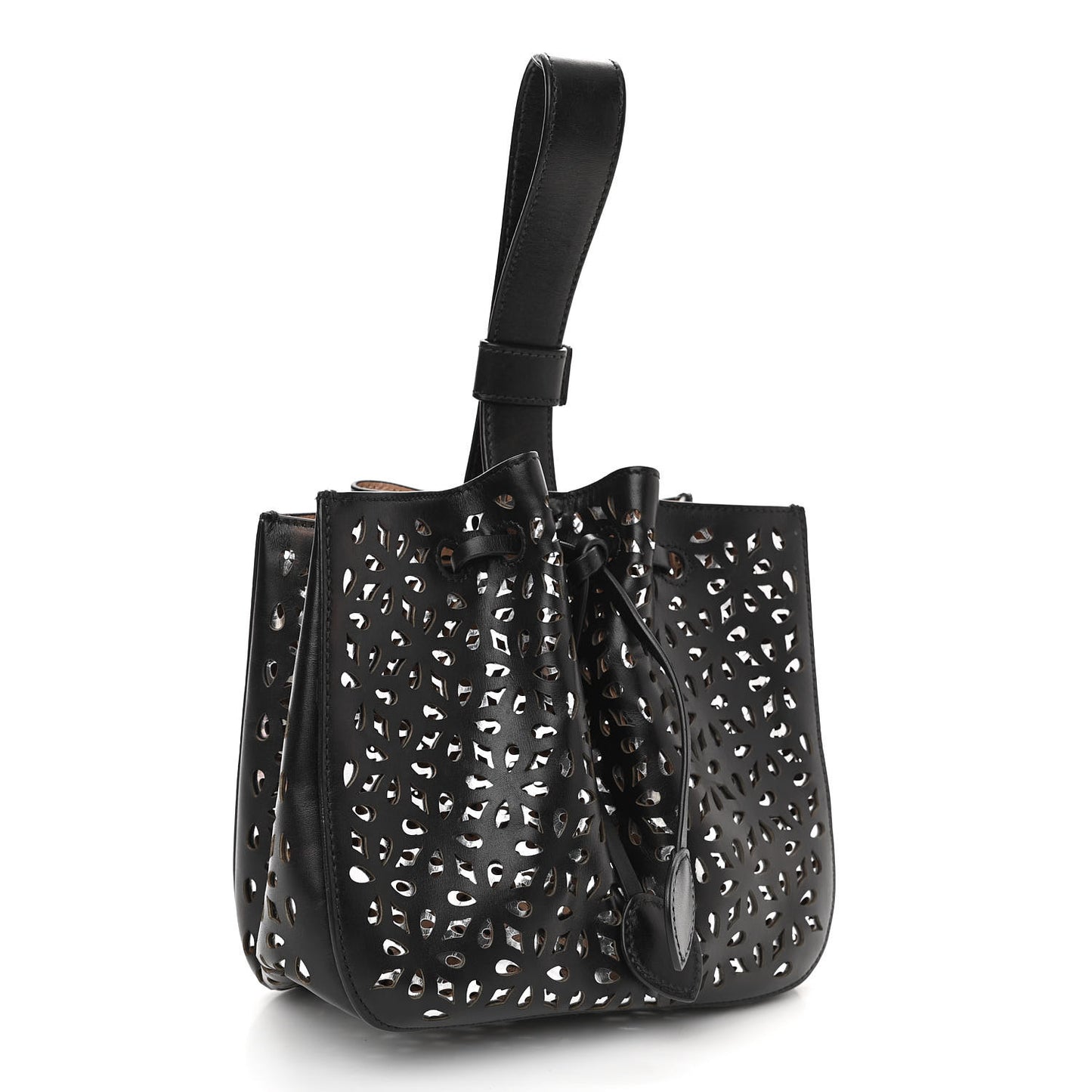 Calfskin Laser Cut Rose-Marie 19 Bag Black