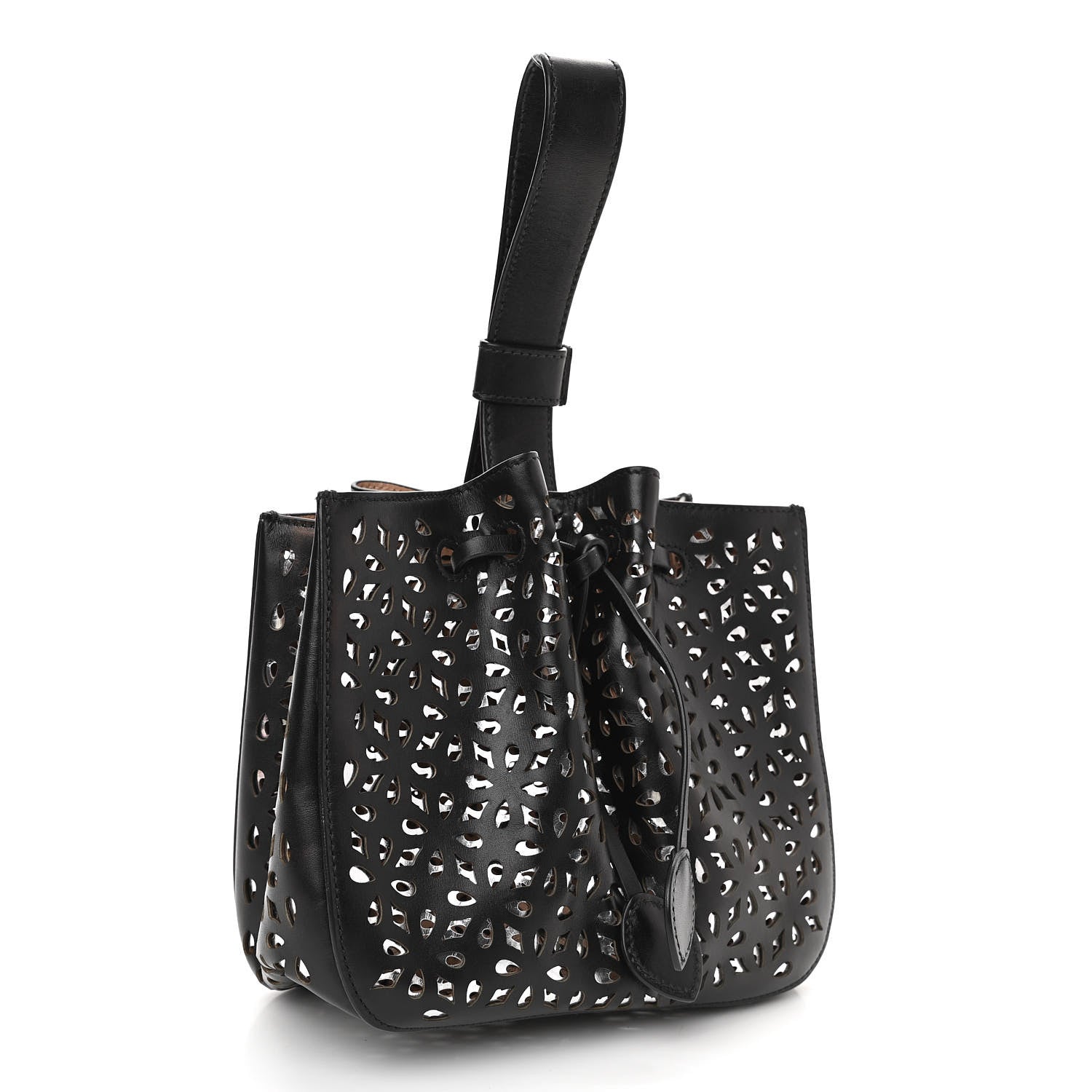 Alaia Calfskin Laser Cut Rose-Marie 19 Bag Black 3 of 10