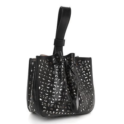 Alaia Calfskin Laser Cut Rose-Marie 19 Bag Black 3 of 10