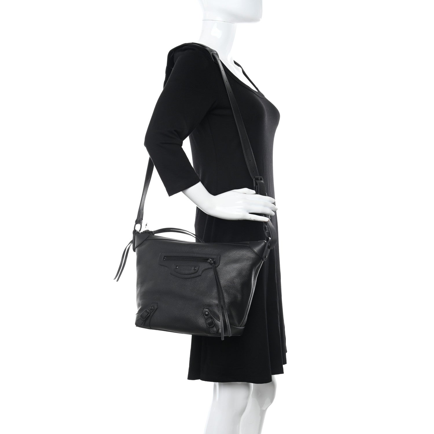 Balenciaga Grained Calfskin Black Hardware Small Neo Classic Hobo Black 2 of 13