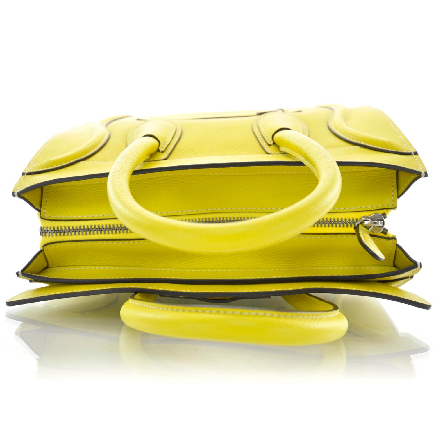 Celine Drummed Calfskin Mini Luggage Citron 5 of 10