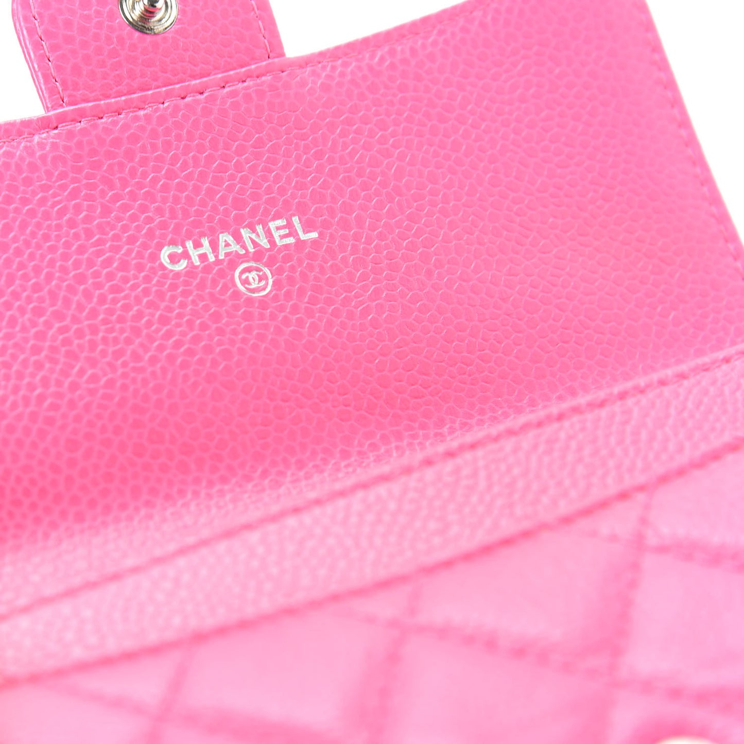 Caviar Quilted Small Flap Wallet Pink