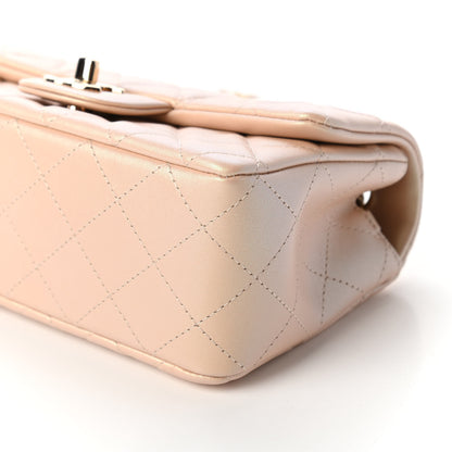 Chanel Iridescent Lambskin Quilted Mini Rectangular Flap Beige 7 of 11