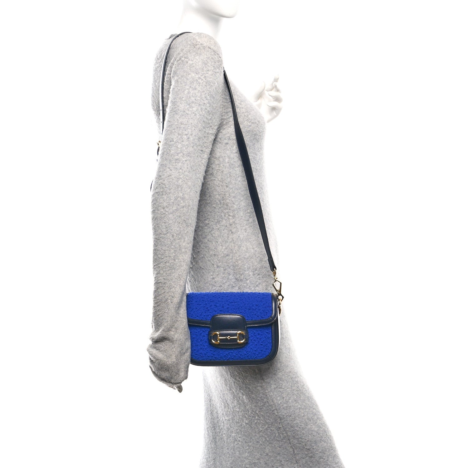 Gucci Casy Wool Azalea Calfskin Mini Horsebit 1955 Shoulder Bag Blue China 2 of 10