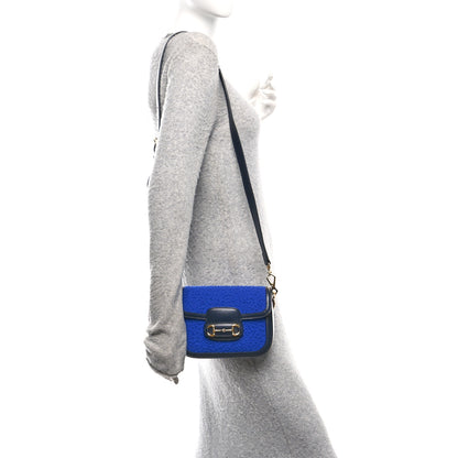 Gucci Casy Wool Azalea Calfskin Mini Horsebit 1955 Shoulder Bag Blue China 2 of 10