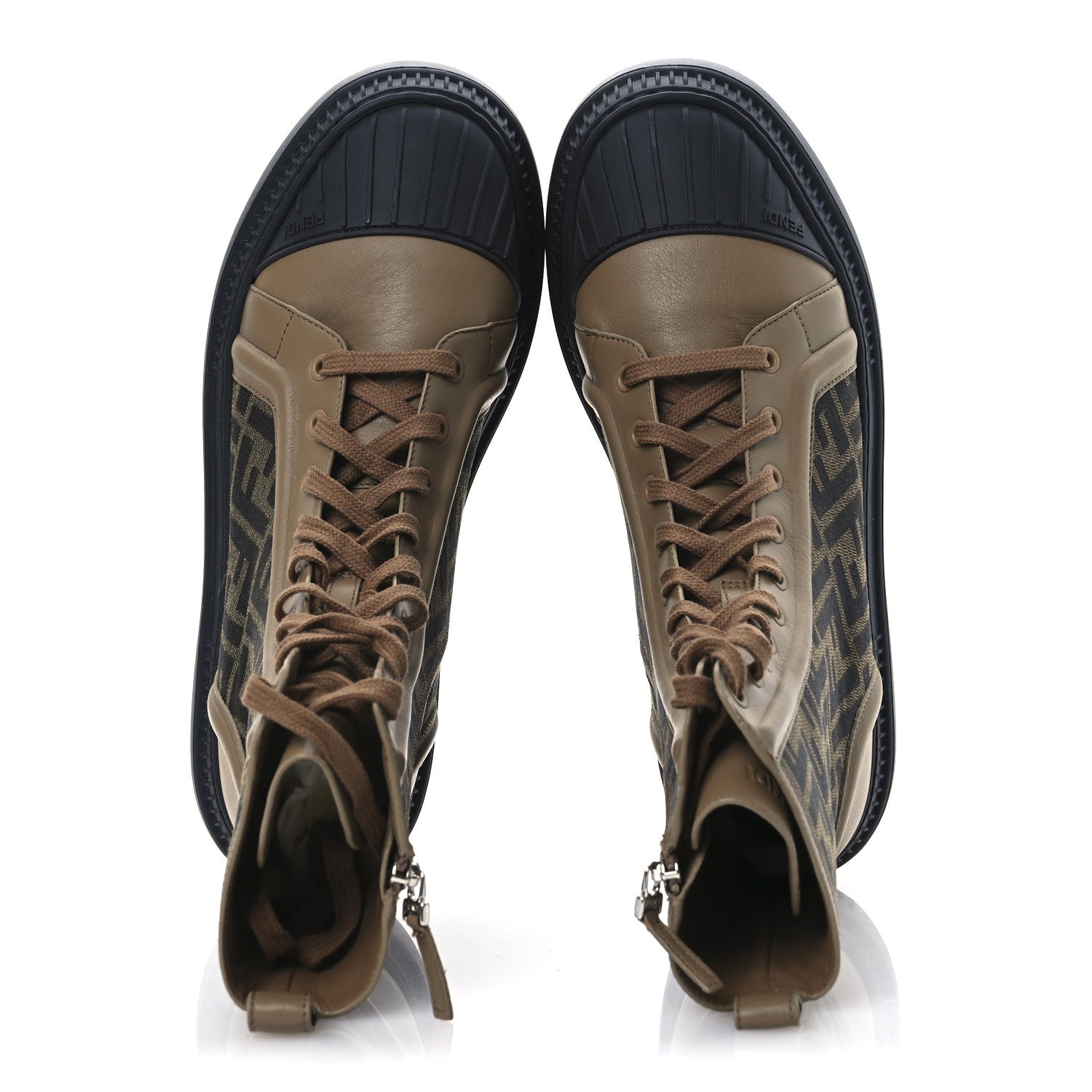 Fendi Fabric Jacquard Vitello FF Domino 50mm Biker Boots 41
