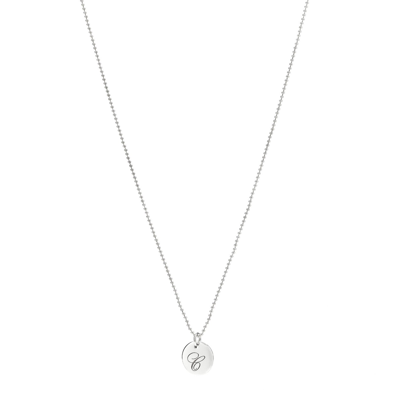 Tiffany Sterling Silver Letter C Disc Pendant Necklace 1 of 7