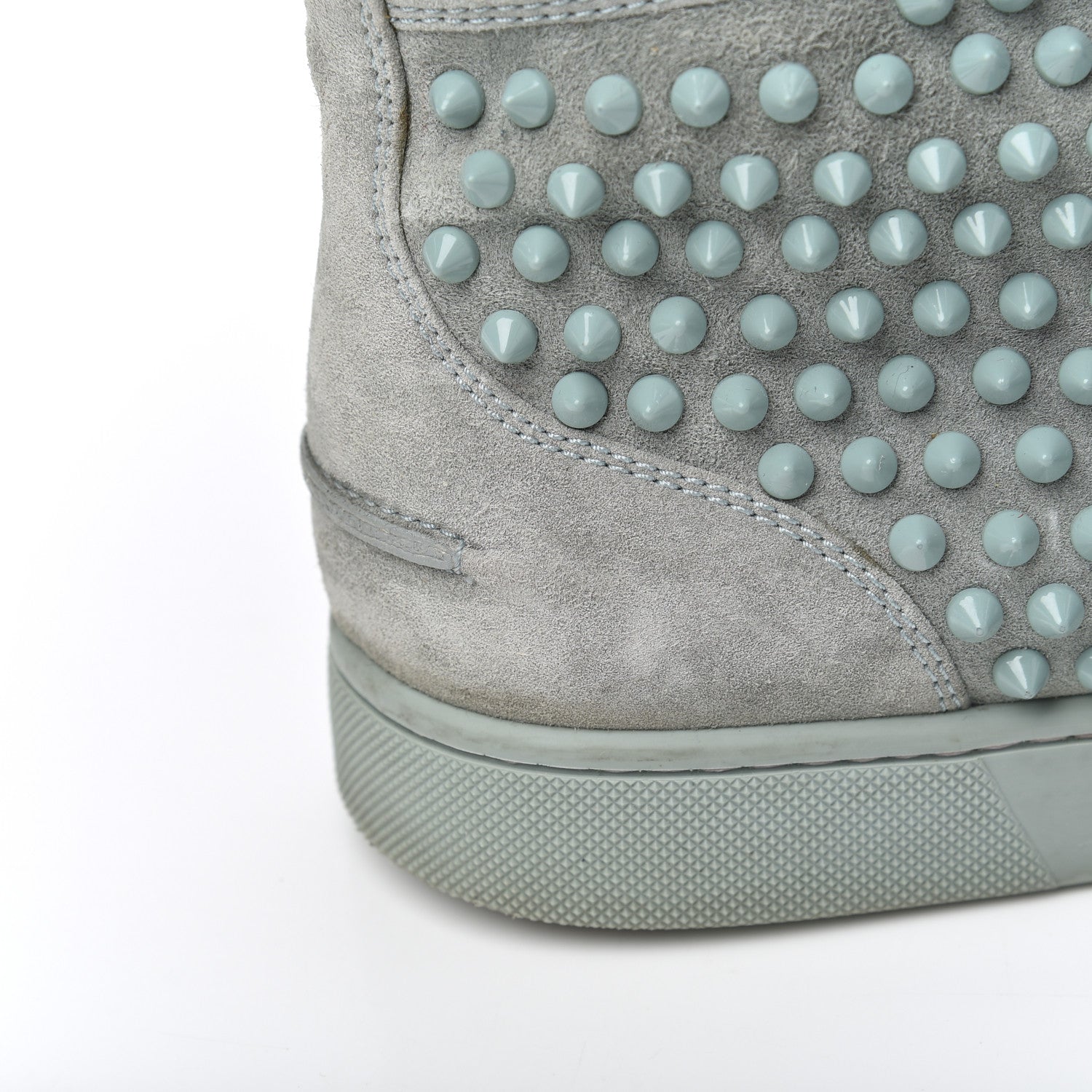 Christian Louboutin Veau Velours Mens Louis Orlato Flat Spikes Sneakers 42 Light Green 16 of 23