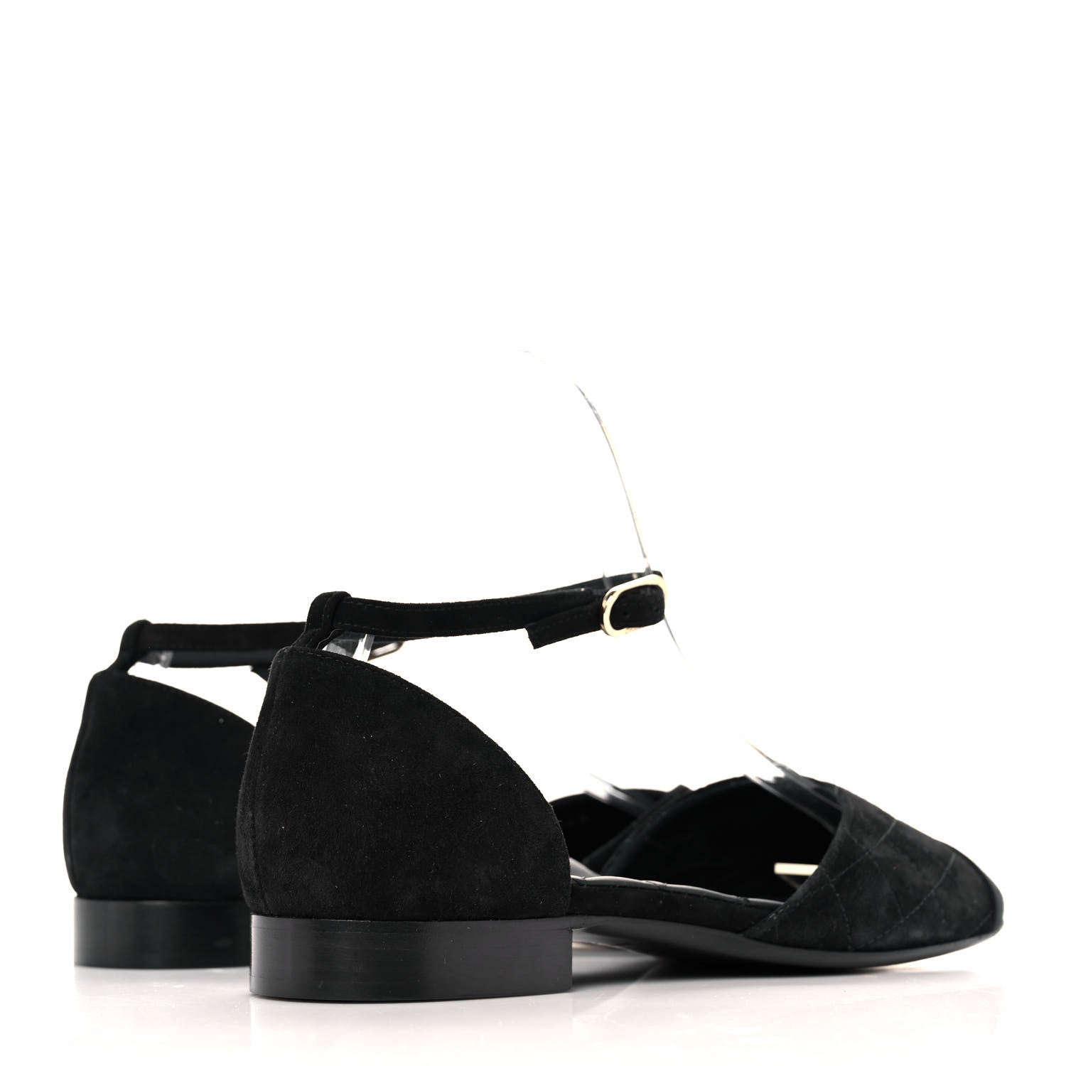 Chanel Suede Grosgrain CC Cap Toe Ankle Flat 37 Black 4 of 8