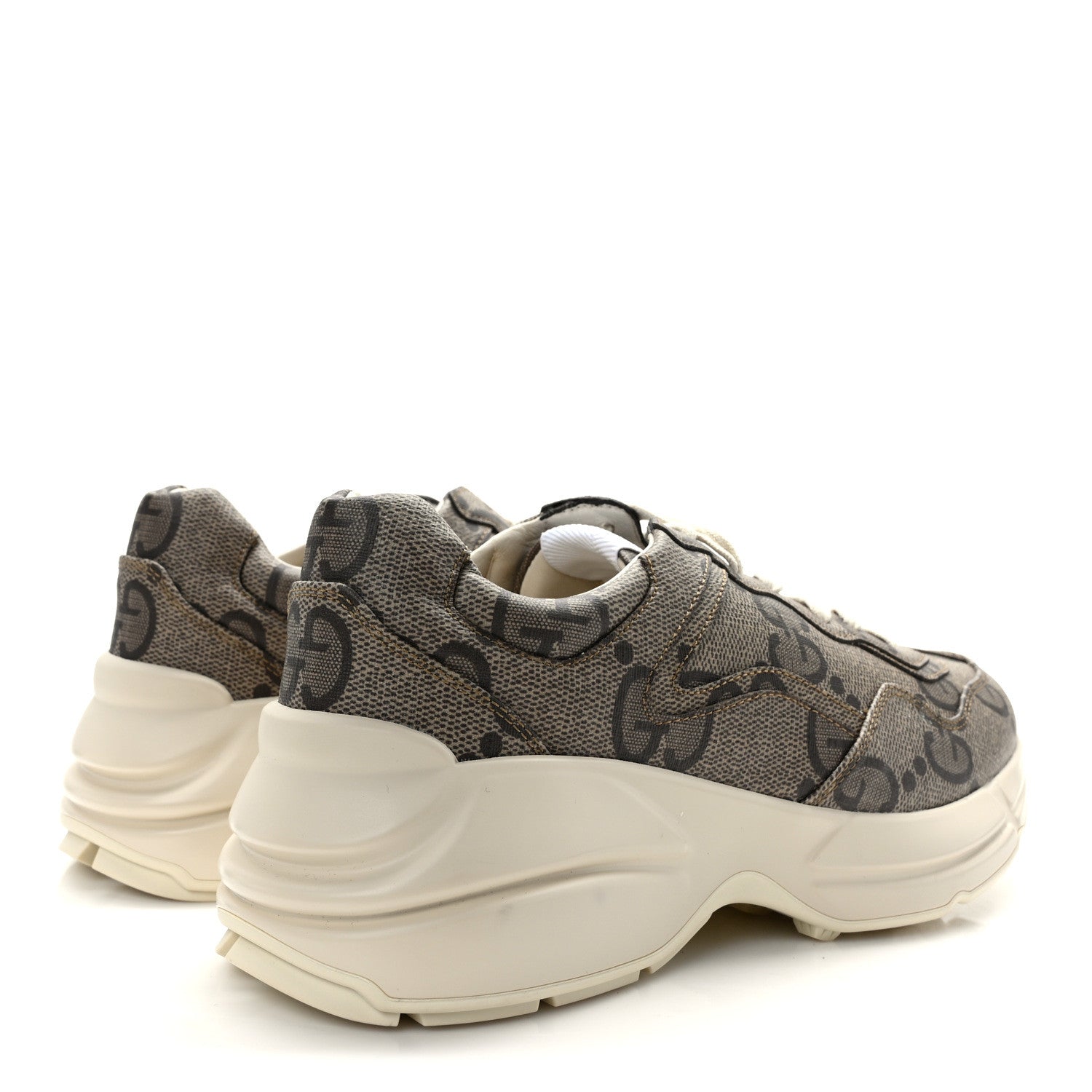 Gucci Maxi GG Supreme Monogram Gucci 100 Womens Rhyton Sneakers 39.5 Beige Ebony 4 of 8