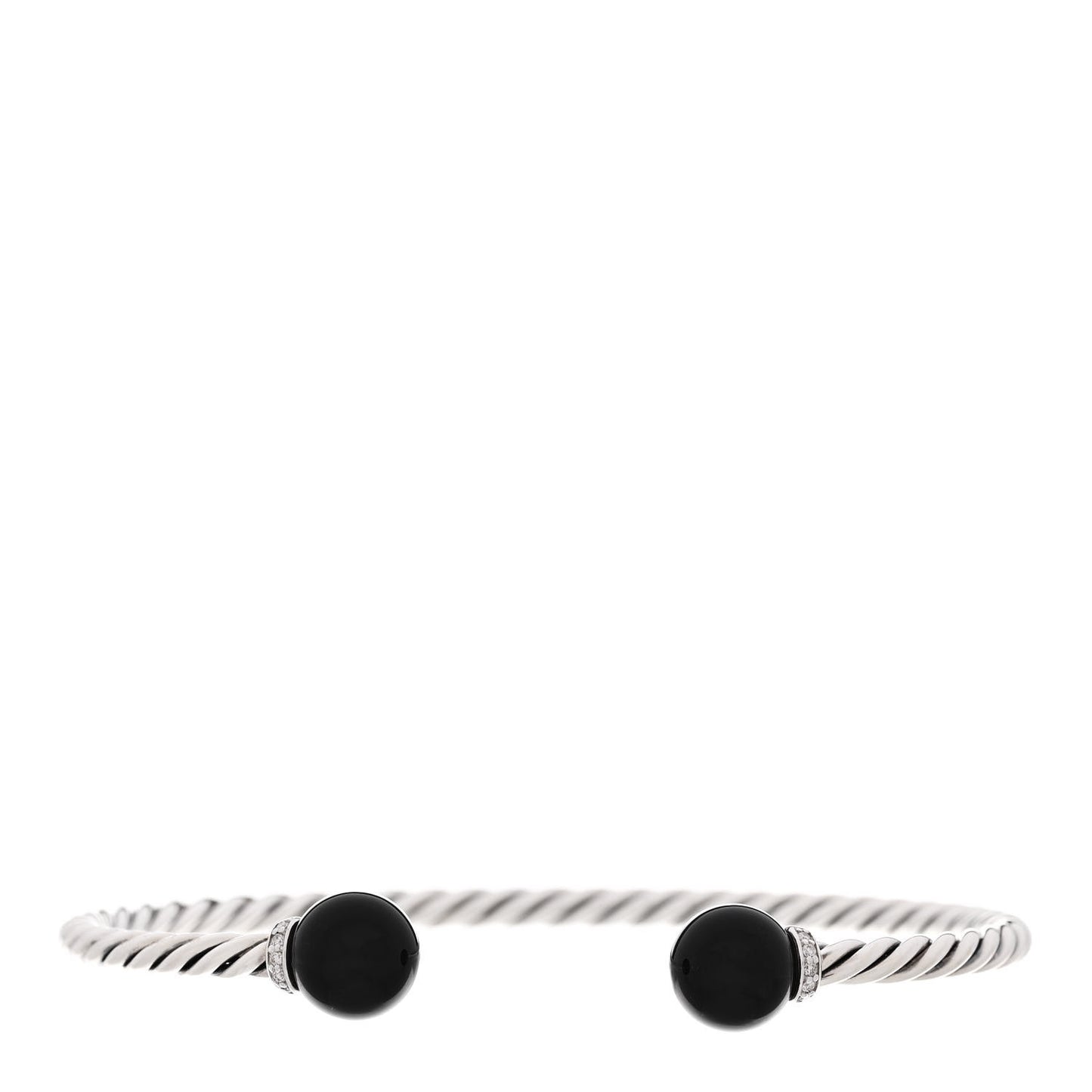Sterling Silver Diamond Onyx 9mm Solari Bracelet