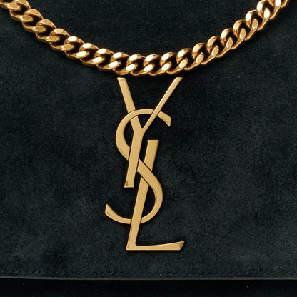 Saint Laurent Smooth Calfskin Suede Small Reversible Monogram Kate Satchel Black 12 of 17