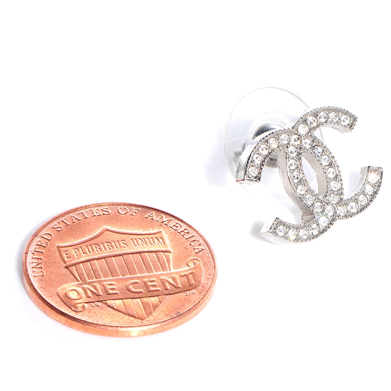 Chanel Crystal CC Earrings Silver 2 of 5