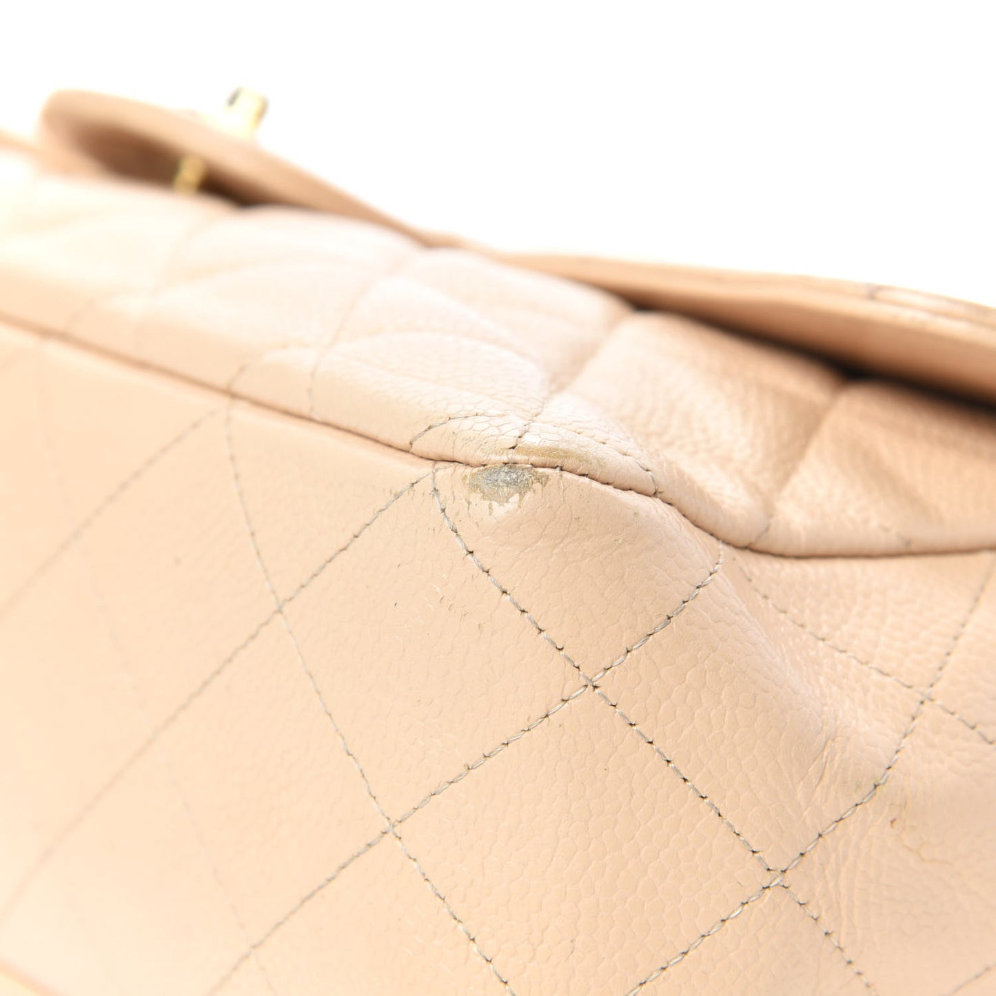Caviar Quilted Jumbo Single Flap Beige Clair