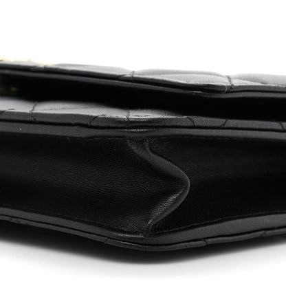 Chanel Lambskin Quilted Pearl CC Wallet on Chain WOC Black 10 of 12
