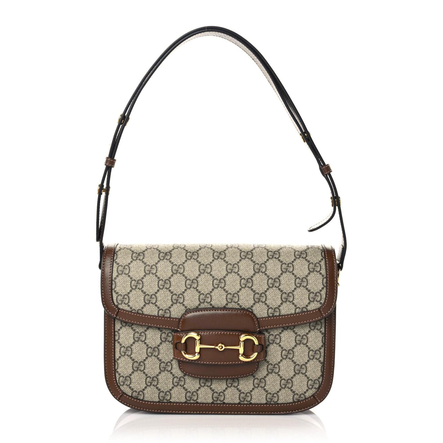 Gucci GG Supreme Monogram Horsebit 1955 Shoulder Bag Beige Brown Sugar 1 of 12