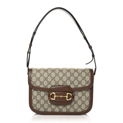 Gucci GG Supreme Monogram Horsebit 1955 Shoulder Bag Beige Brown Sugar 1 of 12