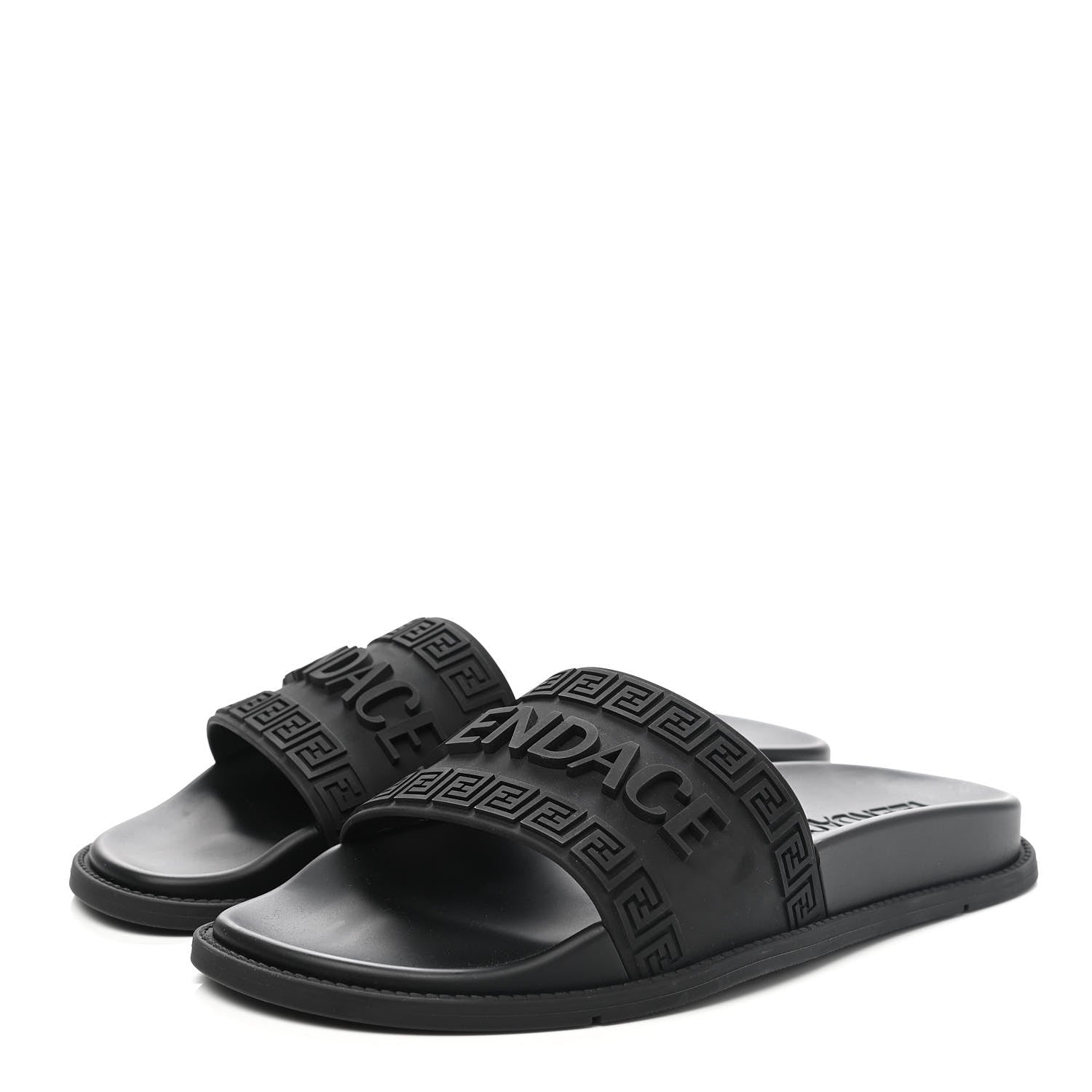 Fendi X VERSACE Rubber Logo Slide Sandals 40 Black 3 of 11