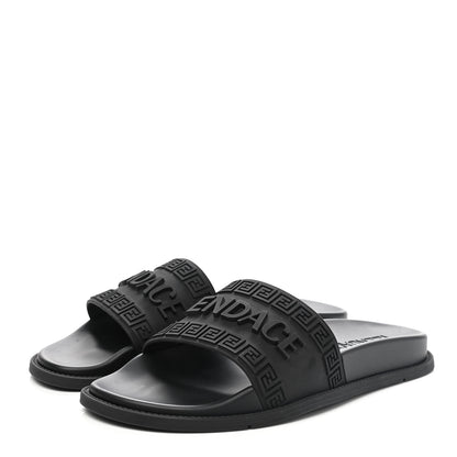 Fendi X VERSACE Rubber Logo Slide Sandals 40 Black 3 of 11