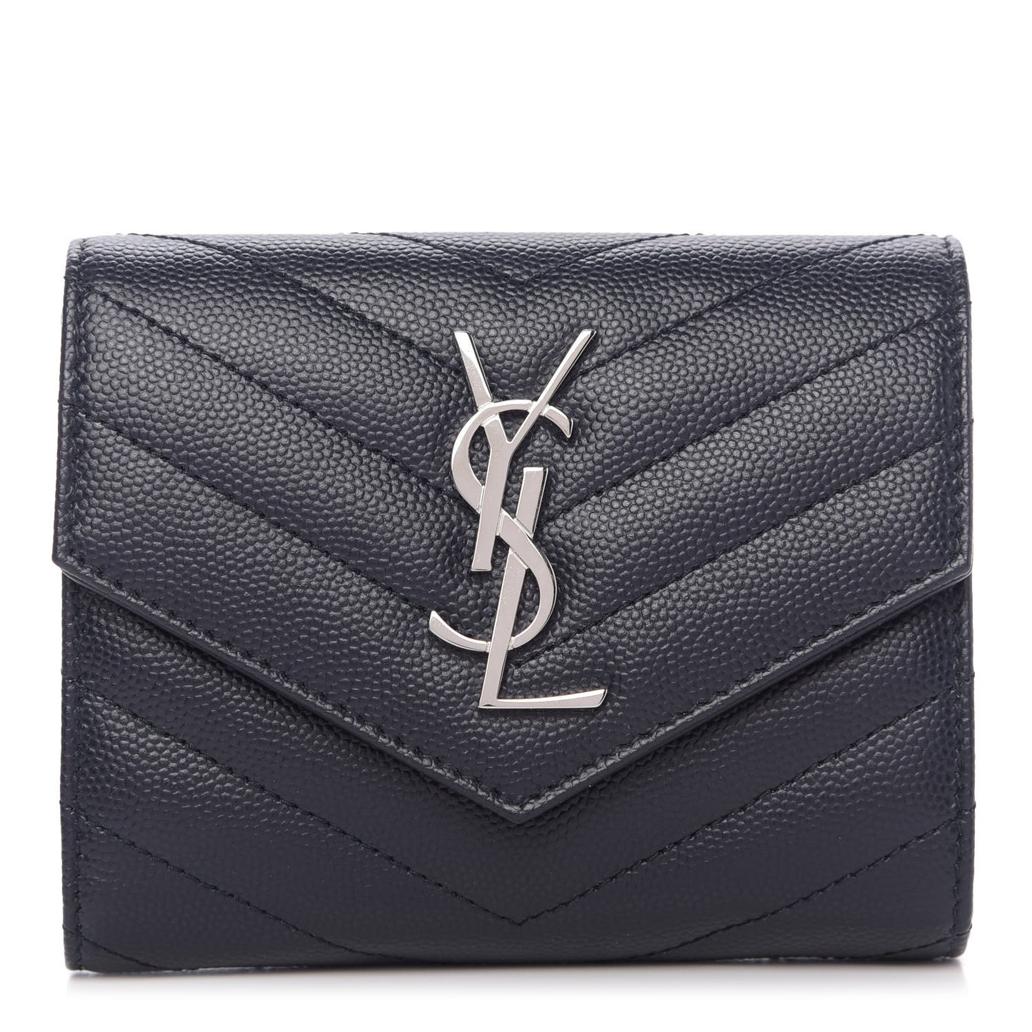 Grain De Poudre Matelasse Chevron Small Monogram Envelope Wallet Navy