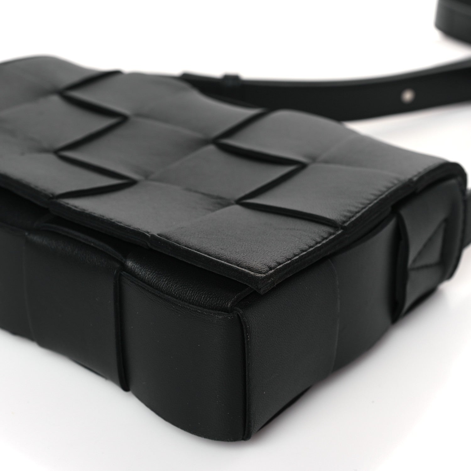 Bottega Veneta Lambskin Maxi Intreccio Small Cassette Crossbody Bag Black 9 of 9