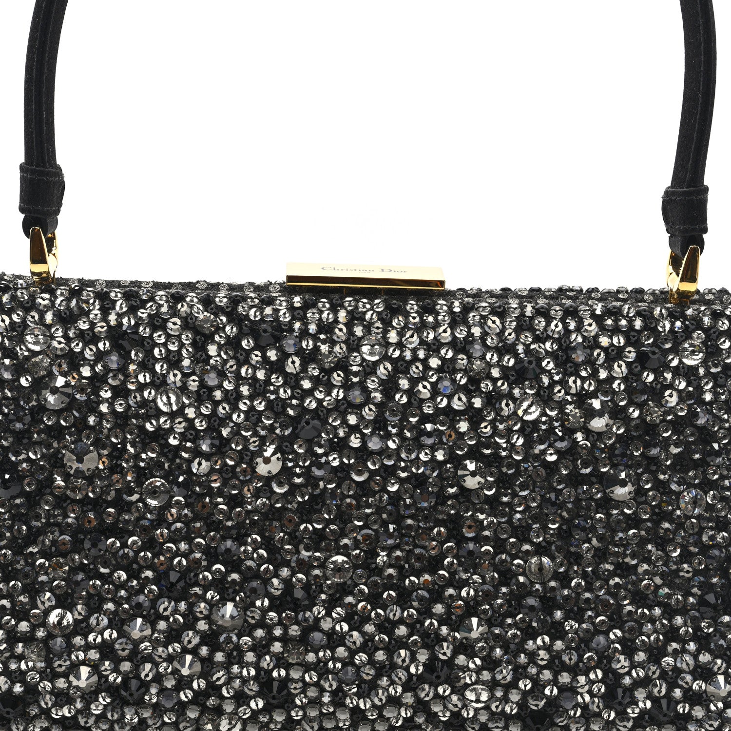 Christian Dior Satin Sequin Frame Bag Black 8 of 10
