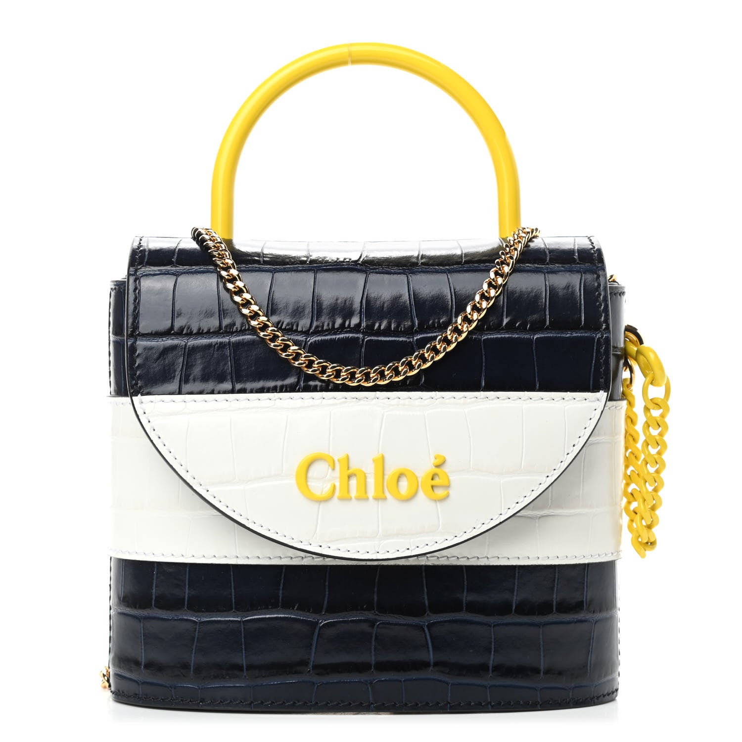 Chloe Calfskin Crocodile Embossed Small Aby Lock Full Blue 1 of 9