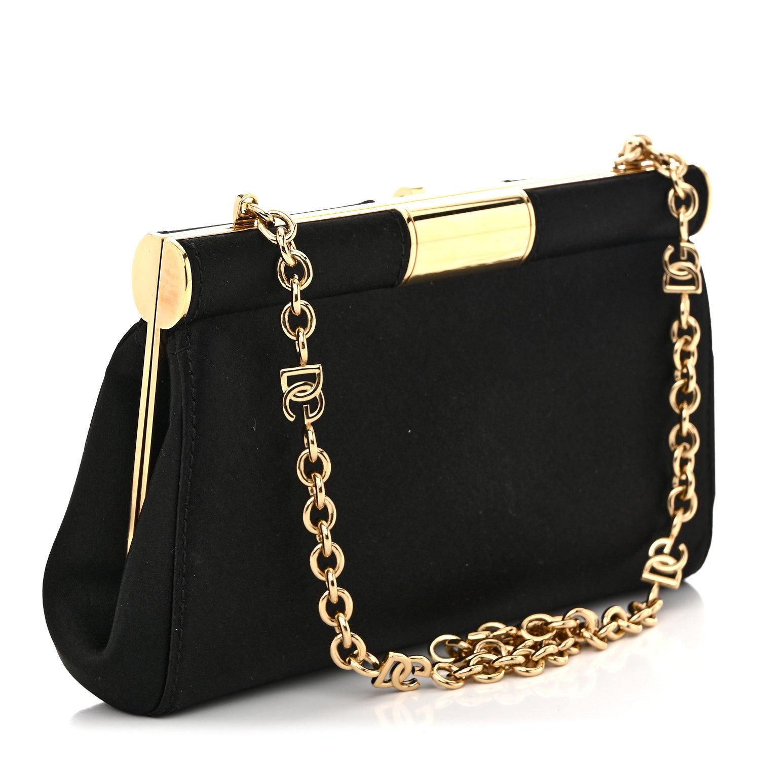 Dolce & Gabbana Satin Small Marlene Chain Clutch Black 3 of 11